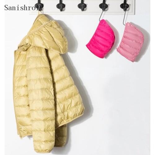 Plus Size 5XL Autumn Winter Women Hat Detachable Hooded Jacket Ultra Light White Duck Down Coat Female Short Outwears Tops 1153