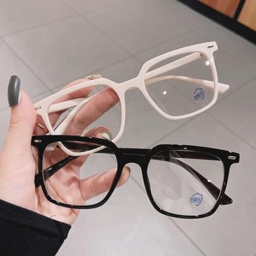 SO&EI Retro Square Women Glasses Frame Fashion Clear Anti-Blu-Ray Eyewear Men Optical Rivet Decoration Frame Computer Goggles