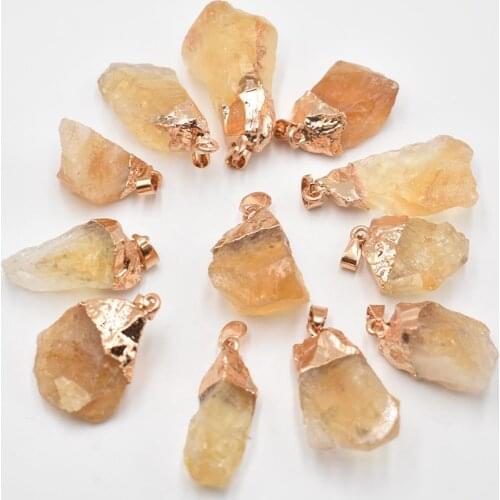 2020 New Natural Stone Irregular Pendants yellow Crystal Charms For DIY Jewelry Making 12pcs/lot Wholesale
