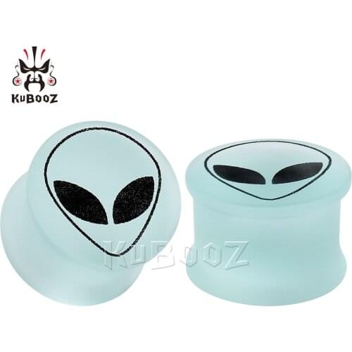 White Dull Polish Alien Logo Ear Flesh Body Jewelry Plugs Tunnels Ear Gagues Fashion Gift Stone Expanders Wholesale
