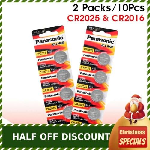PANASONIC 10PCS 3V CR2016 LM2016 BR2016 CR2025 ECR2025 Button Coin Cell Li-ion Battery for Watch Remote Control Computers
