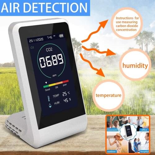 Portable CO2 Meter Digital Temperature Humidity Sensor Air Quality Monitor Alarm Gas Detector With Storage Case
