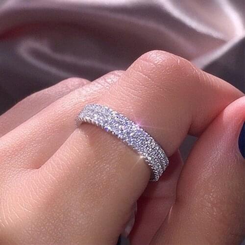 Luxury Fashion Ladies Pave Zircon Wedding Rings Everyday All Match Ring Accessories Prom Party Hand Jewelry