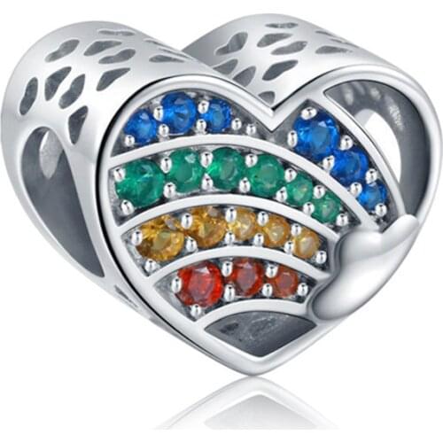 1Pcs New Pretty Color Heart Pendant DIY Beads Suitable for Original Pandora Charm Bracelet Ladies Jewelry Making Gifts