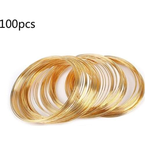 100Pcs 0.6mm Memory Beading Steel Wire Bangle Bracelet Making Jewelry Findings 50PE