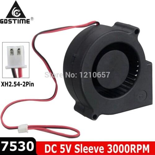 100 PCS LOT Gdstime 75mm x 30mm 2Pin DC 5V Radial Brushless Turbo Blower Cooling Fan 7530 for Computer PC Case