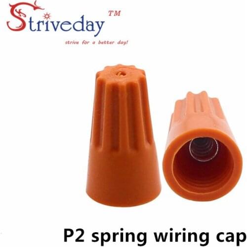 100pcs/bag New Rotating terminal crimping cap P2 helical spring-type Terminal cap Orange color