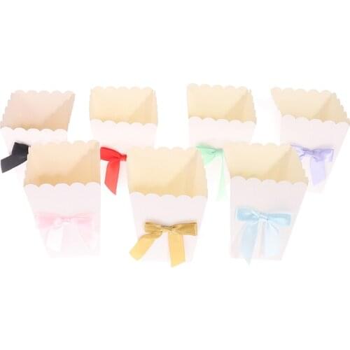 12 Pieces Bow Tie Popcorn Paper Box Candy Box Folding Chicken Popcorn Box Birthday Party Baking Table Supplies