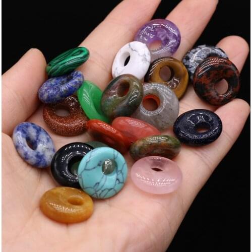 2pcs Natural Amethysts Rose Quartzs Beads Fashion Big Hole Loose Beads for Making DIY Jewerly Necklace Earrings Bracelets 18mm