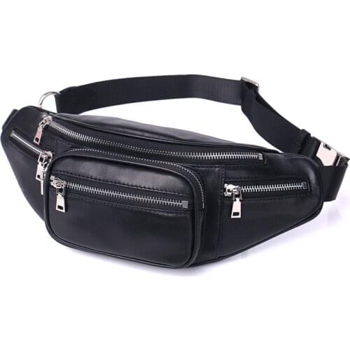 2021 New Women Waist Bag Genuine Leather Sheepskin Messenger Bag Female Phone Pouch Chain Chest Belt Bags Multi-function Packs