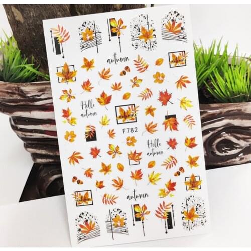 3D Nail Stickers Geometry Maple Leaf Line Stickers for Nails Autumn Design Sticker for Manicure Slider Decal Nail Art Decoration