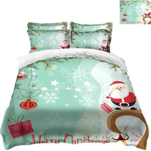 Fashion 3D printed 4 Pcs Bedding Set kids twin bed Microfiber Bedclothes Bed Linens Duvet Cover Set Bed Sheet Christmas pattern