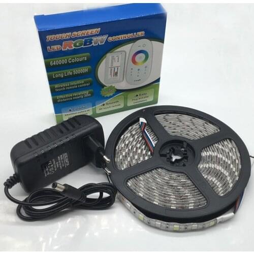 5050 LED Strip RGB / RGBW / RGBWW 5M 300LEDs Neon Tape Light + 2.4 G Remote Controller + DC 12V 3A Power Adapter