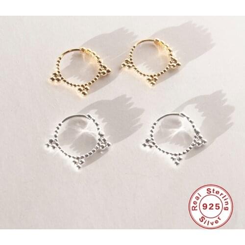 Aide 925 Sterling Silver Korean Fashion Minimalist Zircon Beads Hoop Earrings for Women Small Circle Earring Party Jewelry Gift