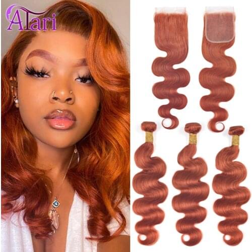 Atari Ginger Orange Body Wave Bundles With Closure Brazilian Hair Weave Bundles With Closure Remy Hair Bundles With Closure