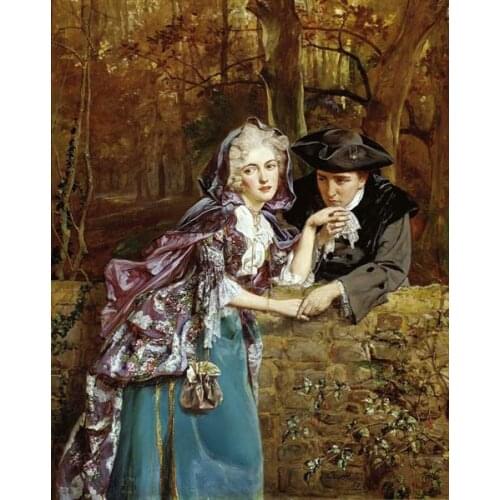 Free shipping classical court figure Sweet lover Dating canvas prints oil painting printed on canvas wall art decoration picture