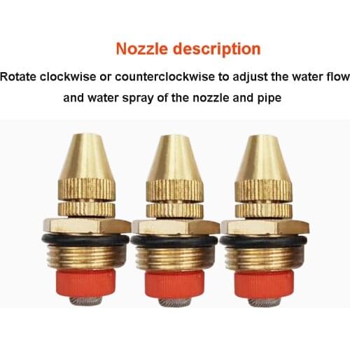 E467 Brass Spray Adjustable Water Flow Misting Nozzles Garden Spray Head with 1/2 Inch Male Thread and Filter Fine Spray Nozzle
