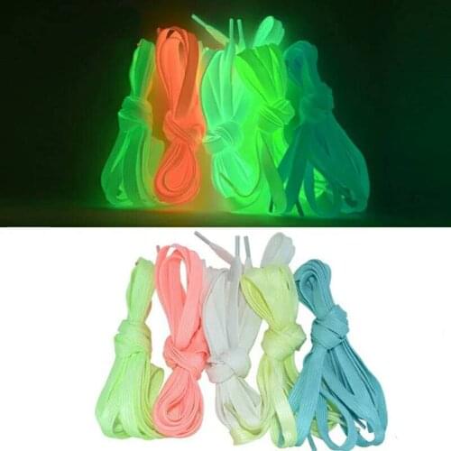 Hot Sale1 Pair Luminous Shoelaces Flat Sneakers Canvas Shoe Laces Glow In The Dark Night Color Fluorescent Shoelace