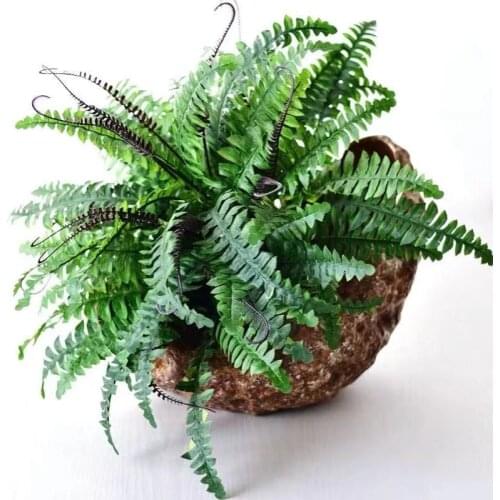 Plantas Artificiales Simulate Green Leaf Persian Grass Ferns Artificial Decoration Plastic Potted Home Decor Silk Cloth Material