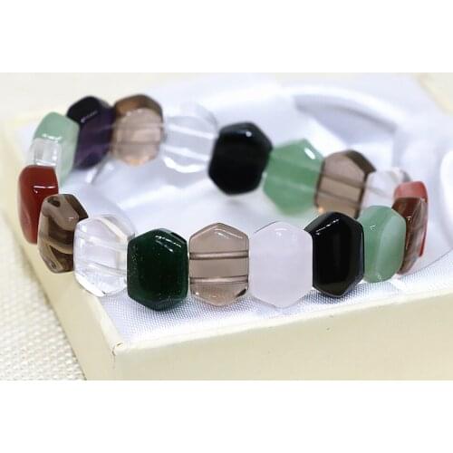 Natural Mix-stone Exquisite Bracelet for Women Natural Agat Crystal Chalcedony Onyx Stone Beads 10*14mm Jewelry 7.5inch B1693