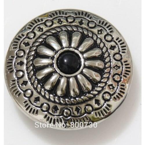 KB306) Wholesale 50pc 1-1/8'' Western Turquoise Concho w/ Black Stone Leathercraft Silver