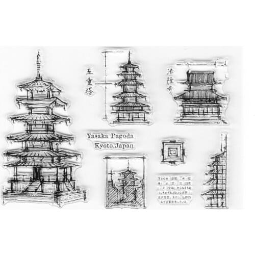 Chinese Tower Clear Stamps Asian Building Background Element Stamps Card Making Supplies