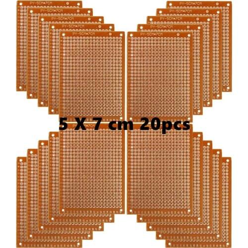 Copper Perfboard 20 PCS Paper Composite PCB Boards (5 cm x 7 cm) Universal Breadboard Single Sided Printed Circuit Board