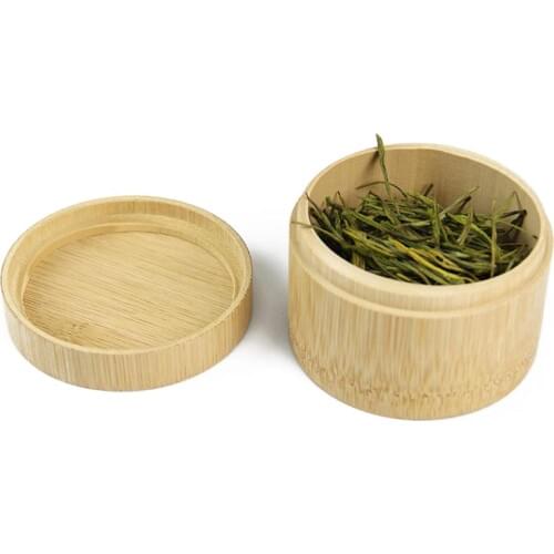 Mini Round Bamboo Tea Box Maccha Storage Box Canister Column Tea Jar Caddy Storage Case Handmade Organizer