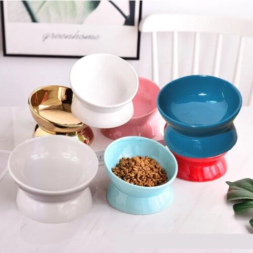 Pet Bowl Cute Cartoon Pet Feeder High-foot Single Mouth Skidproof Ceramic Dog Cat Food Bowls Pets Drinking Feeding Container