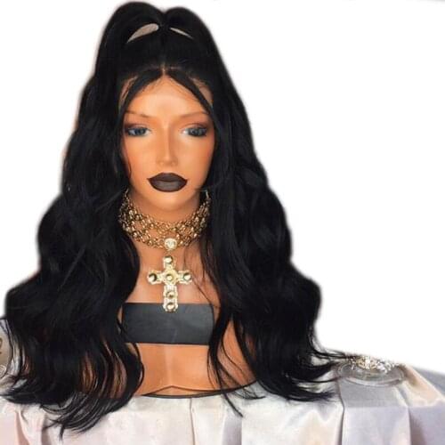 Fashion Middle Part Long Wavy Synthetic Lace Front Wigs with Baby Hair Heat Resistant Fiber Hair Water Wave Wigs for Women