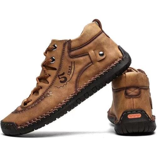 Mens Comfortable Casual Shoes Fashion Casual Ankle Boots Male Business Leather Shoes Outdoor Comfortable Hiking Shoes