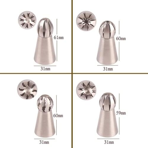 4pcs Russian Piping Nozzle Sphere Ball Icing Confectioners Pastry Tips Sugarcraft Cupcake Decorator Kitchen Bakeware Tool
