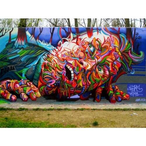 MURAL STREET ART TRIPPY FACE Art print Silk poster Home Wall Decor