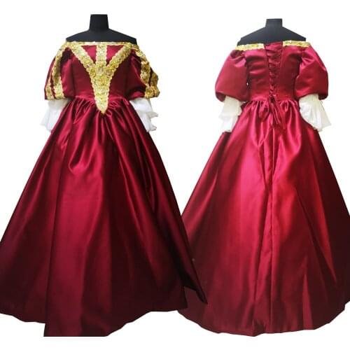 2020 New red victorian Halloween Cosplay dress Colonial Georgian Renaissance Gothic Historical dress D-605