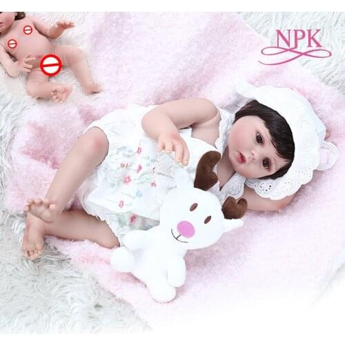 48CM very soft flexible full body silicone bebe doll reborn baby girl doll in summer dress cuddly newborn baby