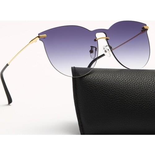 Fashion Rimless Sunglasses Luxury Brand Design Women Oversized Metal Sun glasses UV400 Shades Eyewear oculos de sol