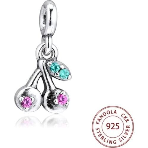 Authentic 925 Sterling Silver My Cherry Dangle Charms Fits Original Me Bracelet Small Hole Beads for Jewelry Making Kralen