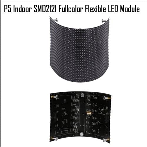 P5 indoor fullcolor flexible led module 64x32pixel 2048dots soft panel High quality magnet installation 360 view angle display