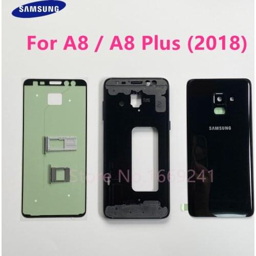 Full Housing Front Middle Frame Battery Cover Door Back Glass For SAMSUNG Galaxy A8 A530F A8 Plus A730F 2018 Complete Case Parts