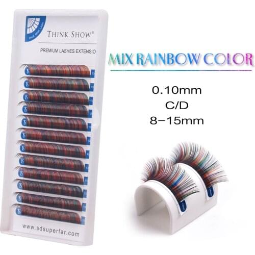 Mix Color Eyelash Extension 0.10mm C/D Curl 8-15mm Individual Color Eyelashes False Mink Cluster Rainbow Eye Lash Dropshipping