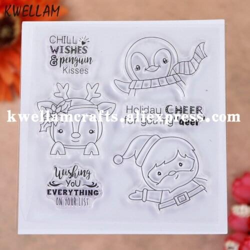 Merry Christmas Holiday Cheer for you my Deer Penguin Kisses Scrapbook photo cards rubber stamp clear stamp transparent stamp