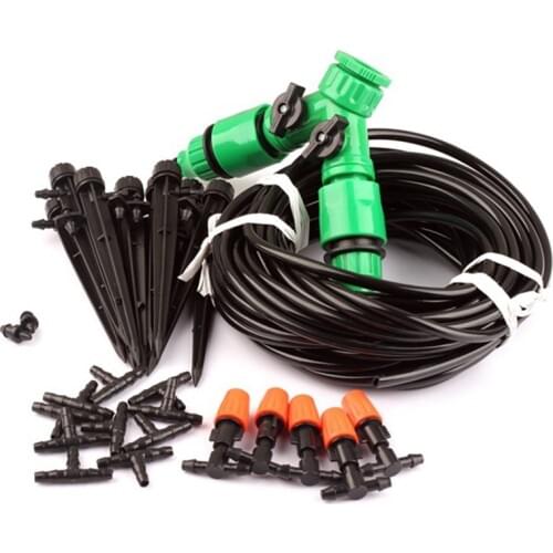10m Garden Irrigation System Adjustable Spike Dripper+Atomizing Nozzle Watering Kits Multi Greenhouse Drip Irrigation System Kit