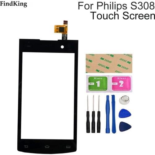 Mobile Touch Screen Glass For Philips Xenium S308 S308 Touch Screen Glass Digitizer Panel Lens Sensor Front Glass Adhesive Wipes