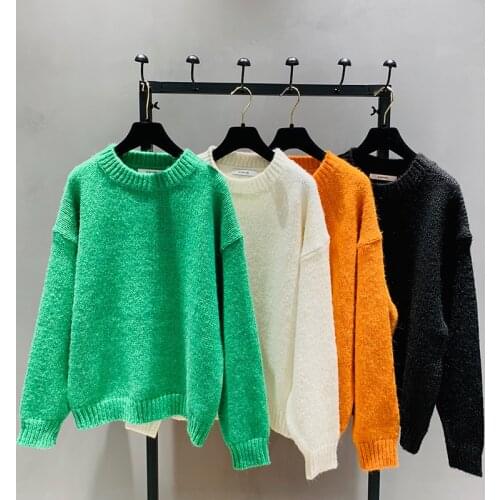 2020 New Round Neck Pullover Sweater Autumn Winter Fashion Loose Korean Thickening All-Match Retro knitting Sweaters Female A315