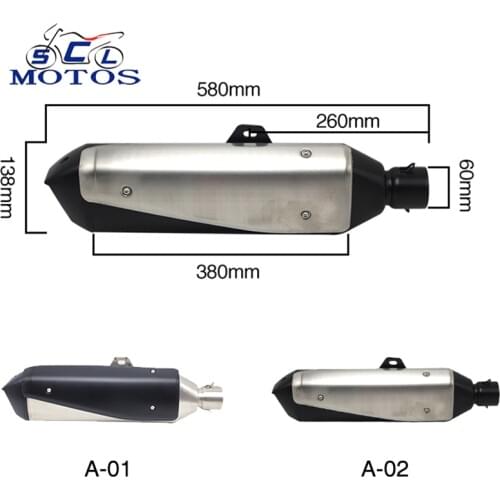 Sclmotos -60mm Motorcycle Muffler Pipe GP Slip-On Exhaust for Benelli TRK502 TRK502 X for KTM 1290 SUPER for Honda NC750X Racing