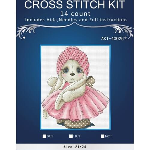 Needlework,DIY Cross Stitch,Sets For Embroidery kits,4CT ,Christmas little rabbit 43thth3th