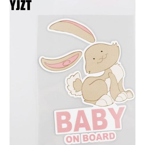 YJZT 11CMX14.5CM Baby on Board Pet Pvc Decal Rabbit Car Sticker Styling Accessories 13A-0088