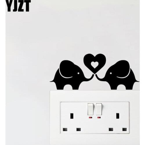 YJZT Elephant Heart Vinyl Decal Love Animal Cartoon Creative Decor Wall Switch Sticker 17SS0241