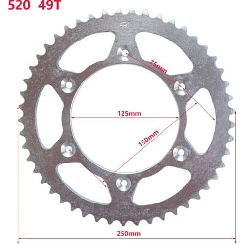 High Quality 520 49tooth 49T Rear Sprocket Chain for ATV Quad Pit Dirt Bike Buggy Go Kart Motorcycle Accessories