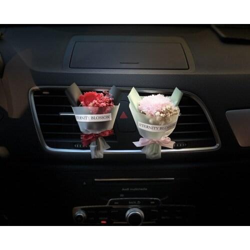 Car Air Outlet Perfume Decoration Clip Dried Bouquet, Gypsophila Rose Decoration Supplies Car Decor